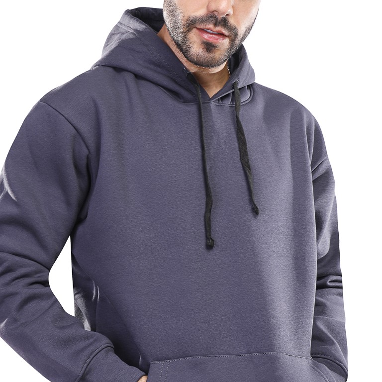 هودي رجالي كم طويل بجيوب - رمادي - 1600242