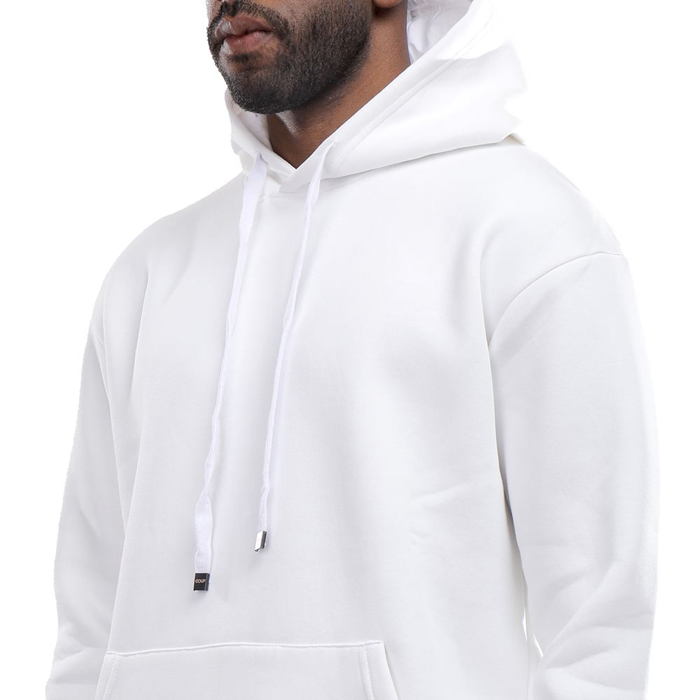 هودي رجالي كم طويل بجيوب - أبيض - 1600242