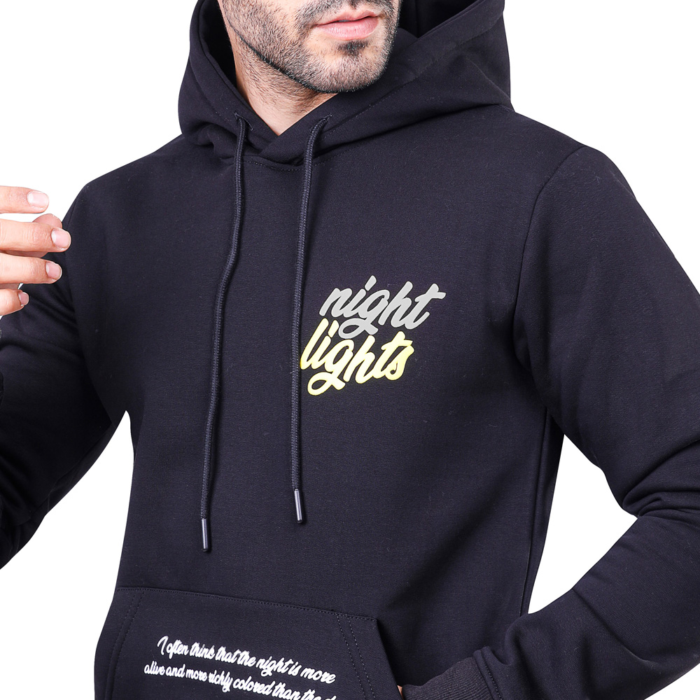 هودي رجالي كم طويل بجيوب - أسود - 1600243