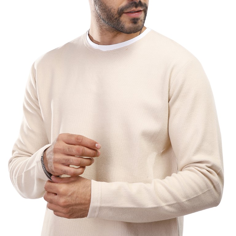 سويت شيرت رجالي كم طويل - بيج - 1600255