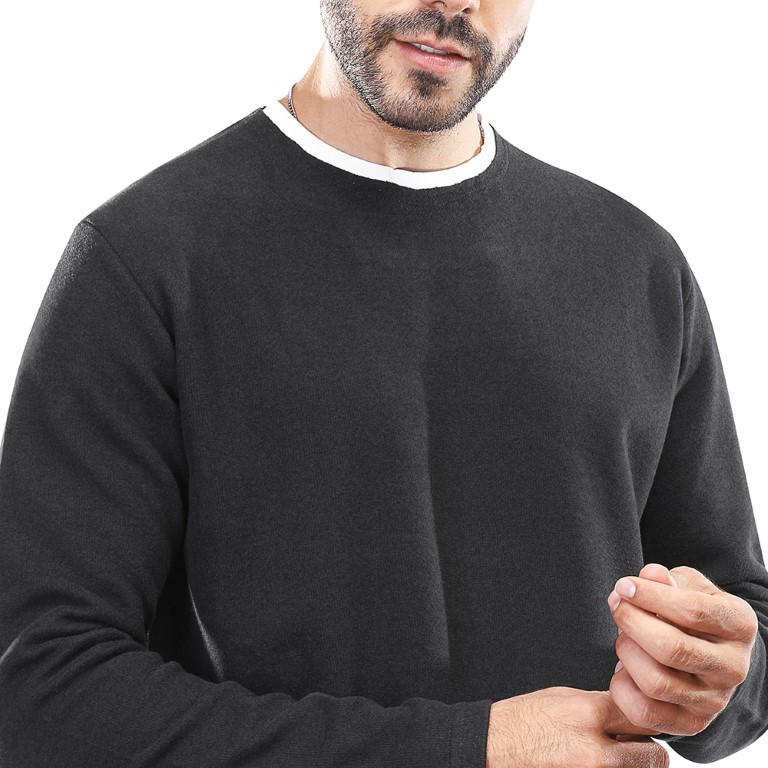 سويت شيرت رجالي كم طويل - أسود - 1600255