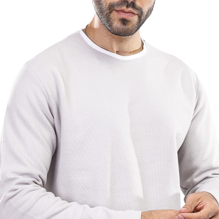 سويت شيرت رجالي كم طويل - رمادي - 1600255