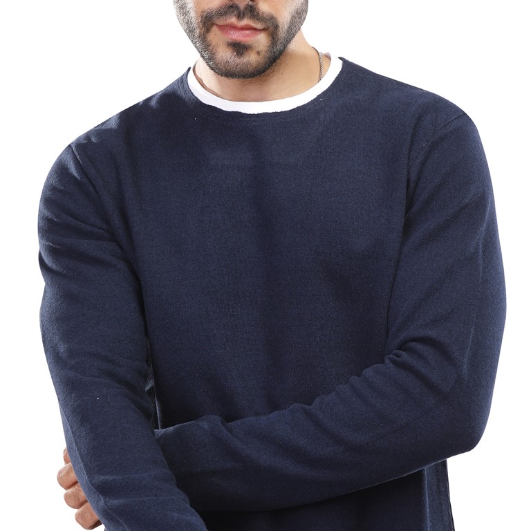 سويت شيرت رجالي كم طويل - كحلي - 1600255