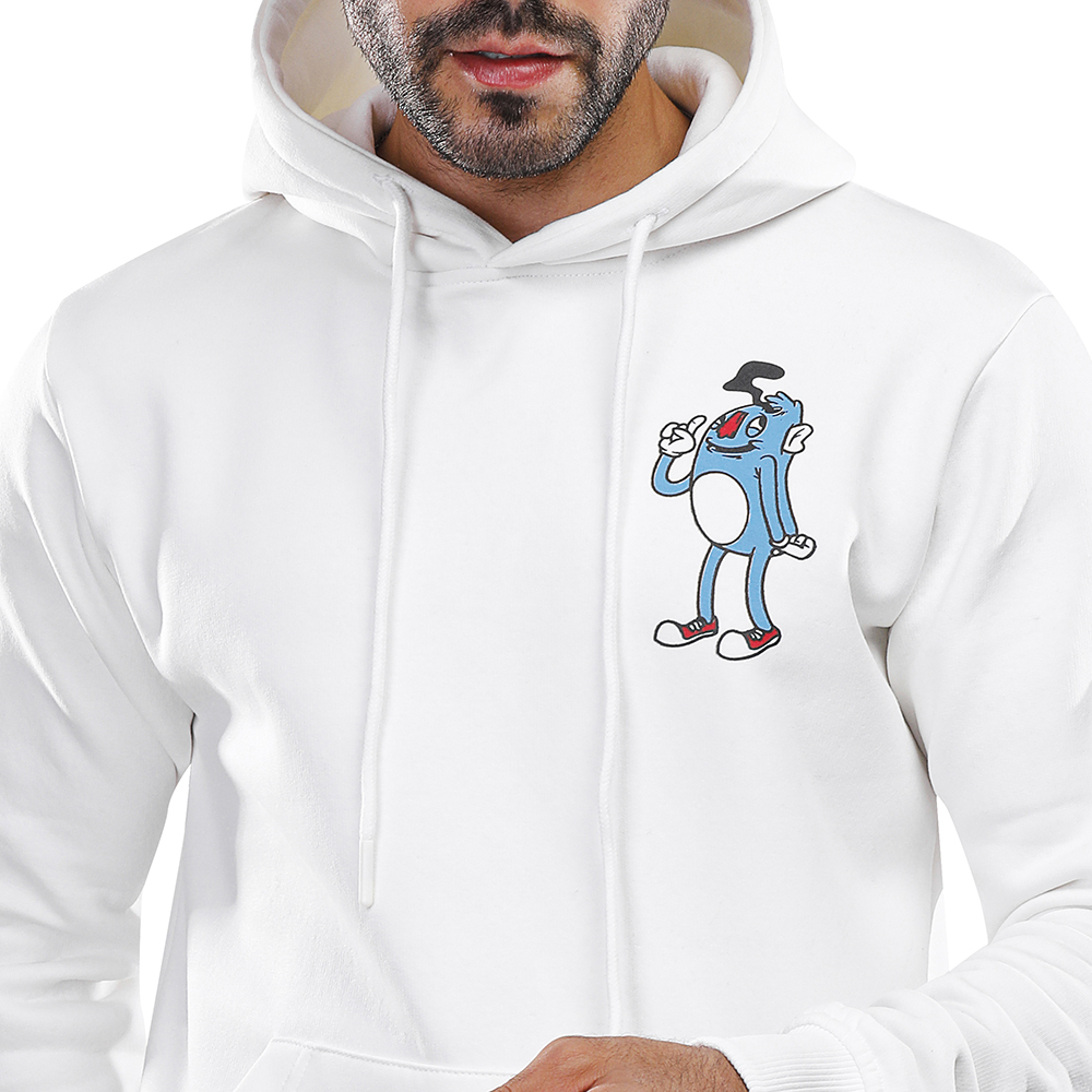 هودي رجالي كم طويل بجيوب - أبيض - 1600257