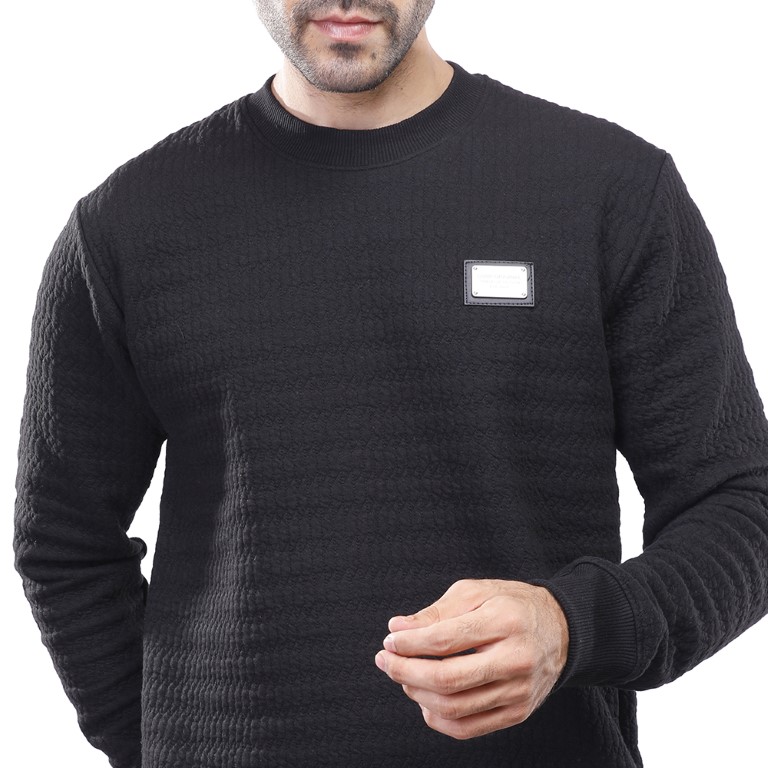 سويت شيرت رجالي كم طويل - أسود - 1600265