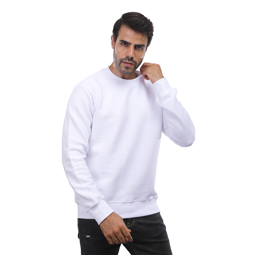 سويت شيرت رجالي كم طويل سادة - أبيض - 1600286