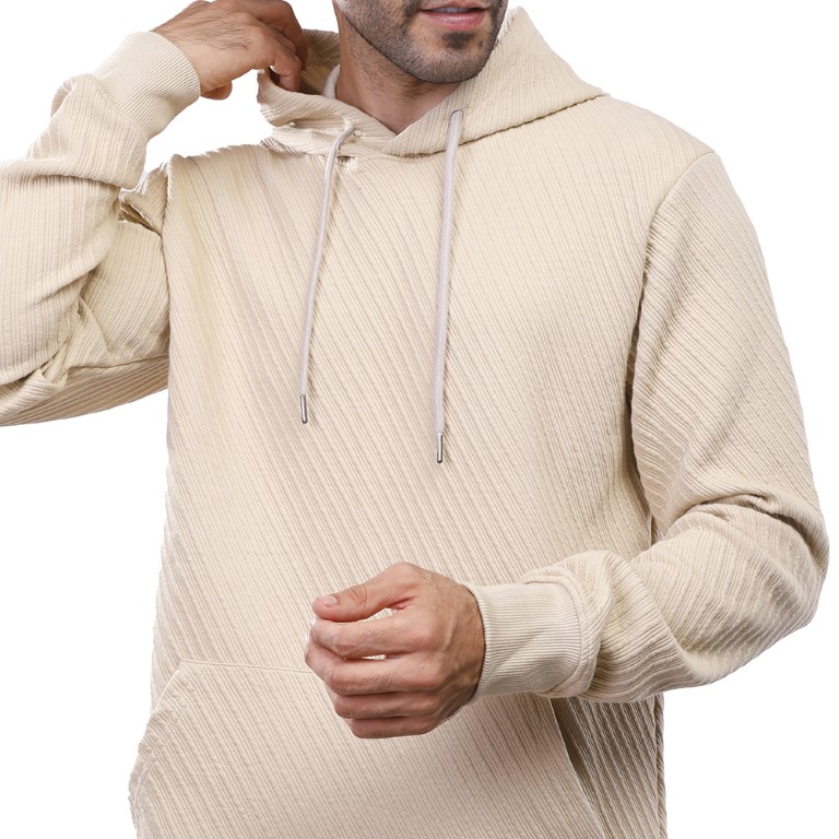 هودي رجالي كم طويل بجيوب - بيج - 1600290