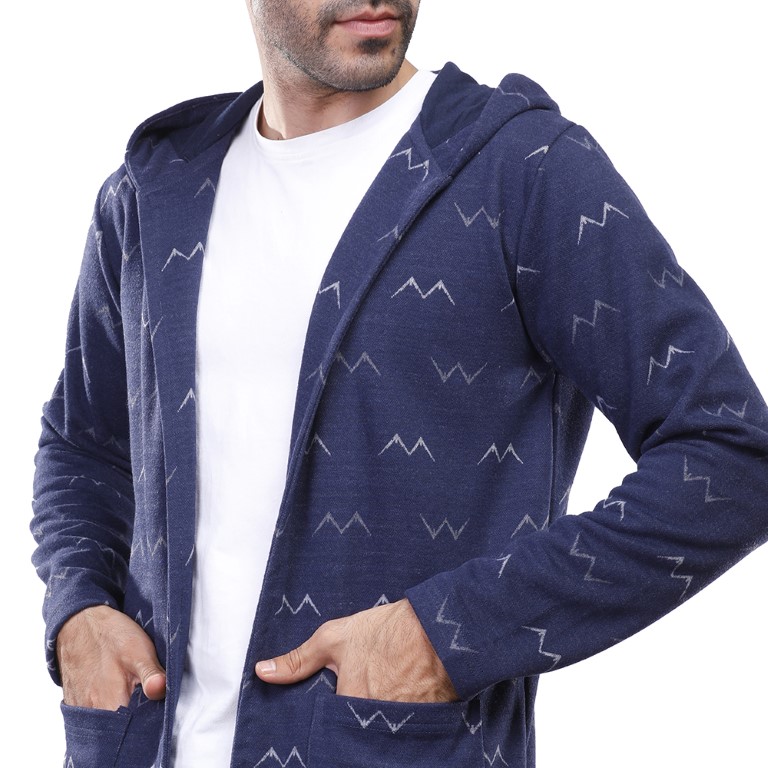 هودي رجالي كم طويل مفتوح - كحلي - 1600304