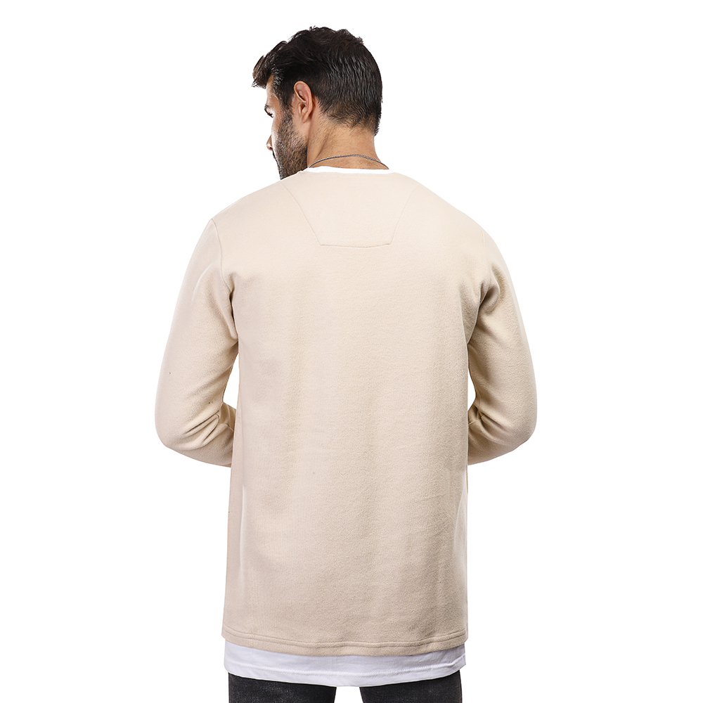 سويت شيرت رجالي كم طويل - بيج - 1600255