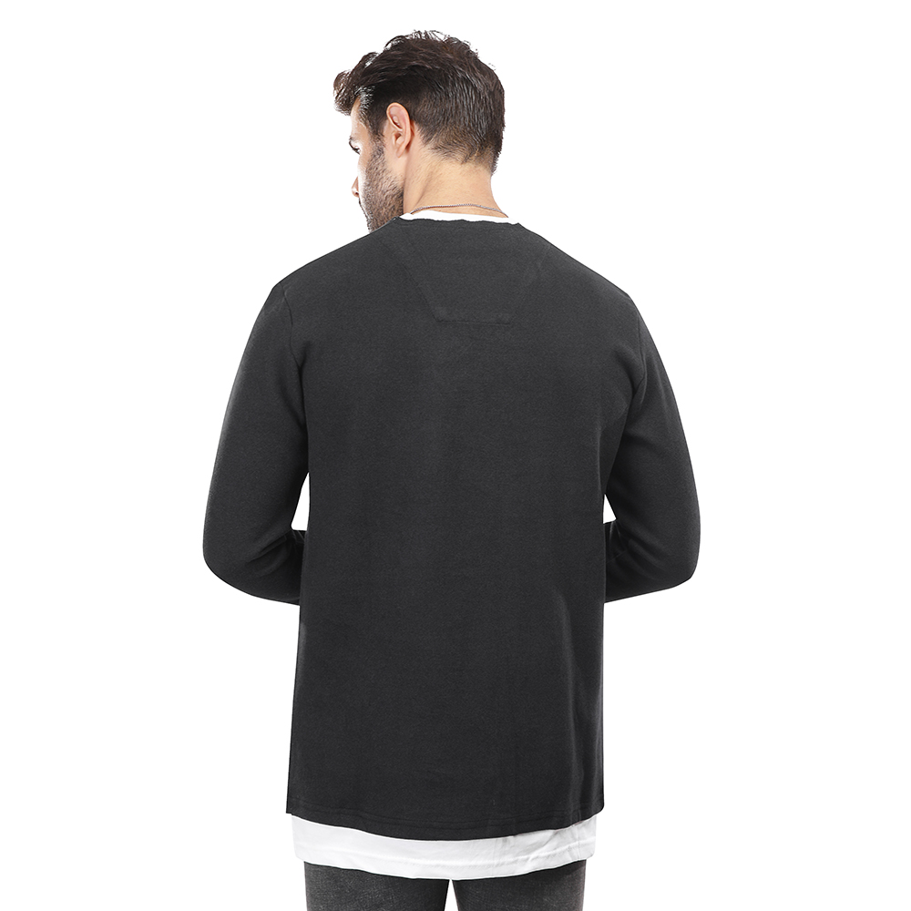 سويت شيرت رجالي كم طويل - أسود - 1600255