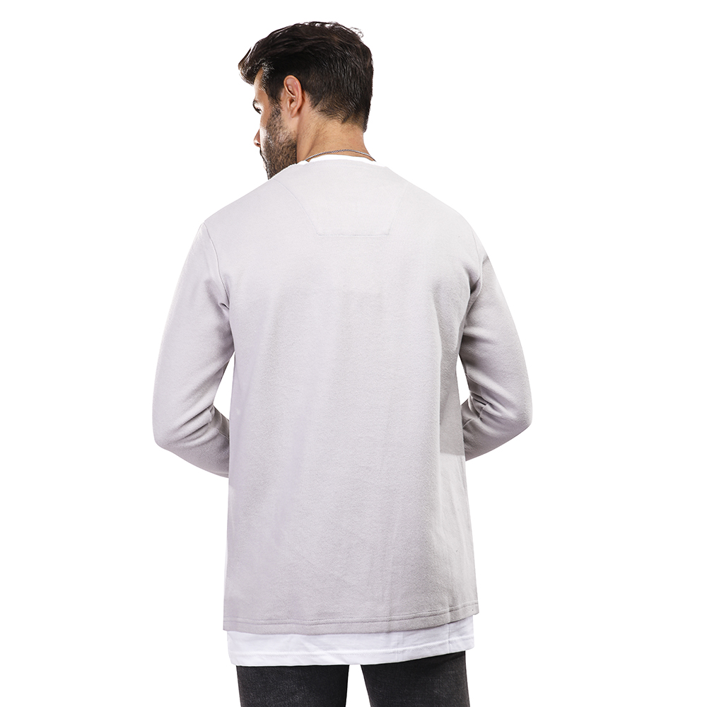 سويت شيرت رجالي كم طويل - رمادي - 1600255