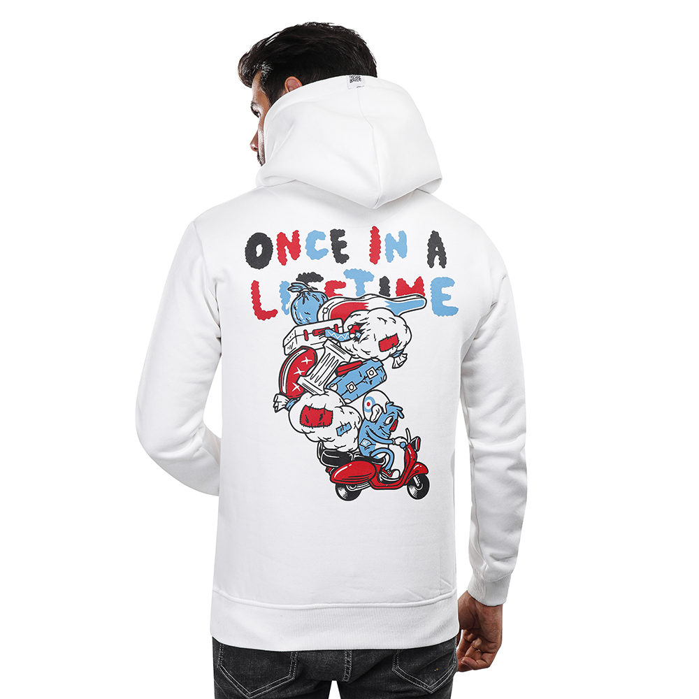 هودي رجالي كم طويل بجيوب - أبيض - 1600257