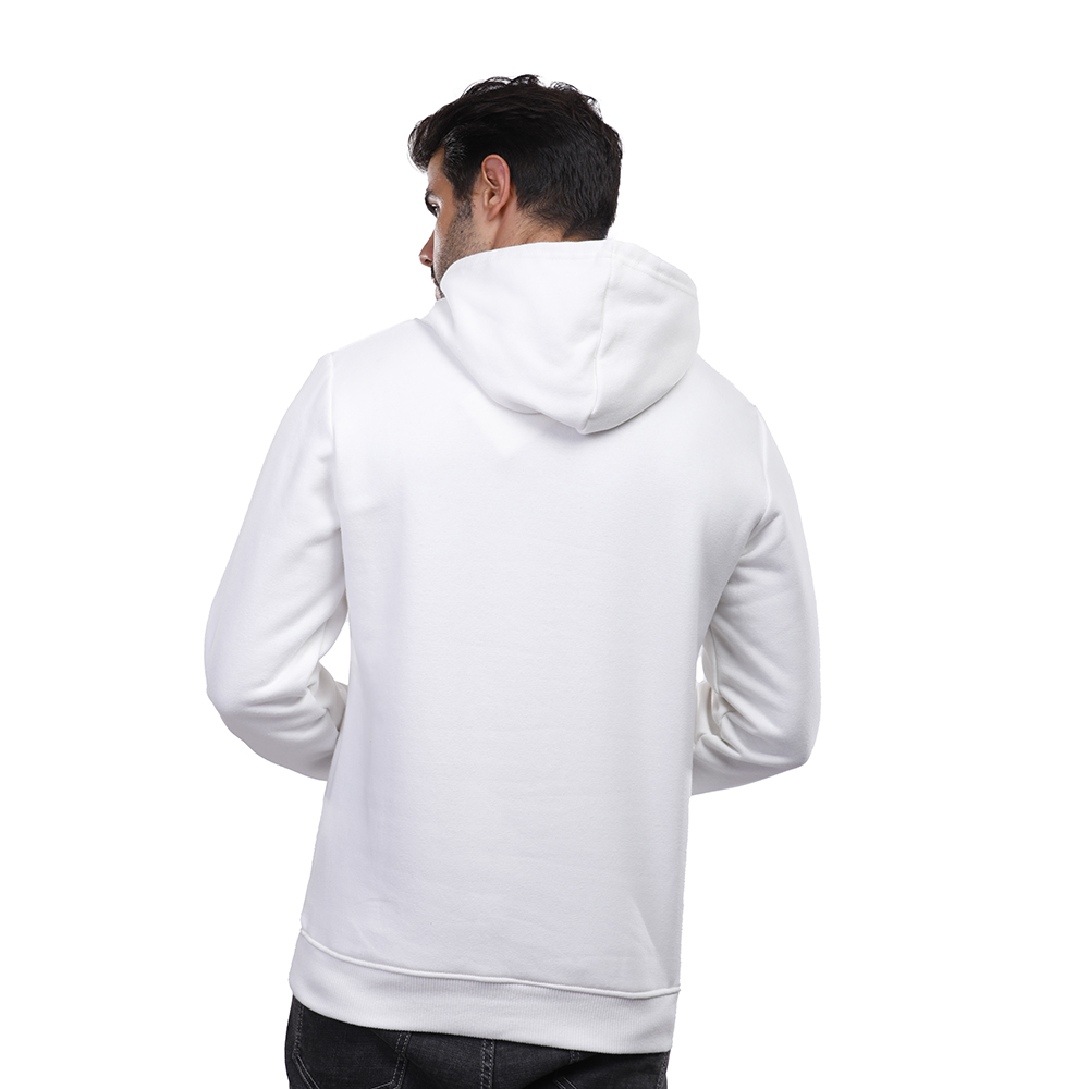 هودي رجالي كم طويل مطبوع - أبيض - 1600267