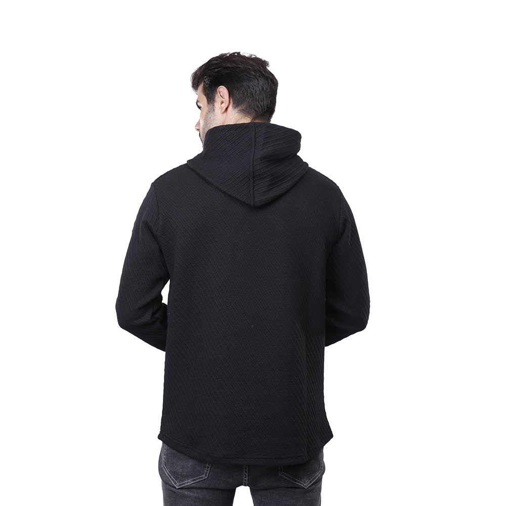 هودي رجالي كم طويل بجيوب - أسود - 1600290