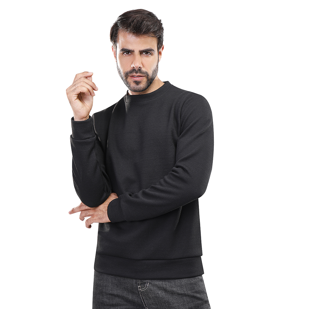 سويت شيرت رجالي كم طويل - أسود - 1600266