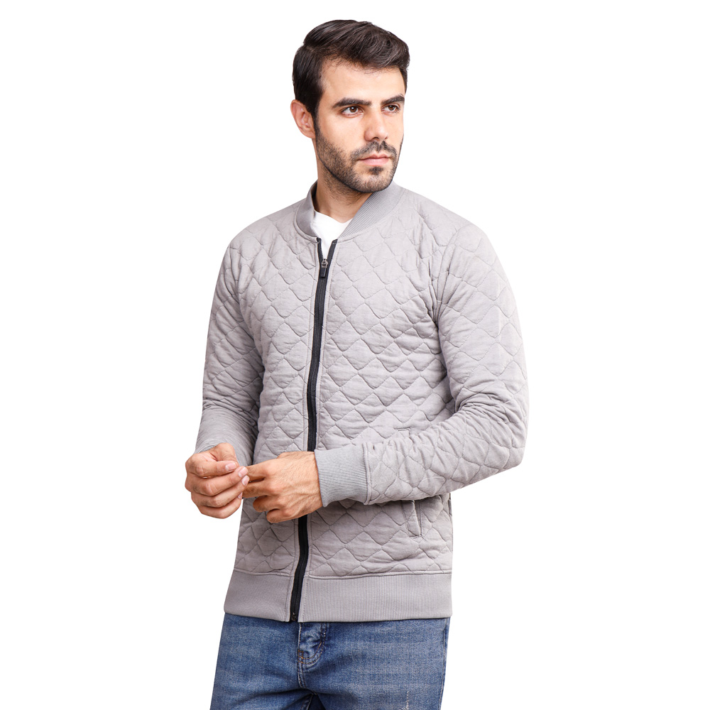 سويت شيرت رجالي كم طويل بسوستة - رمادي - 1600289