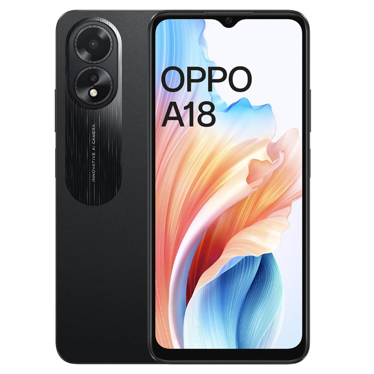 اوبو A18 موبايل - 128/4 جيجا - شريحتين - 4G - أسود