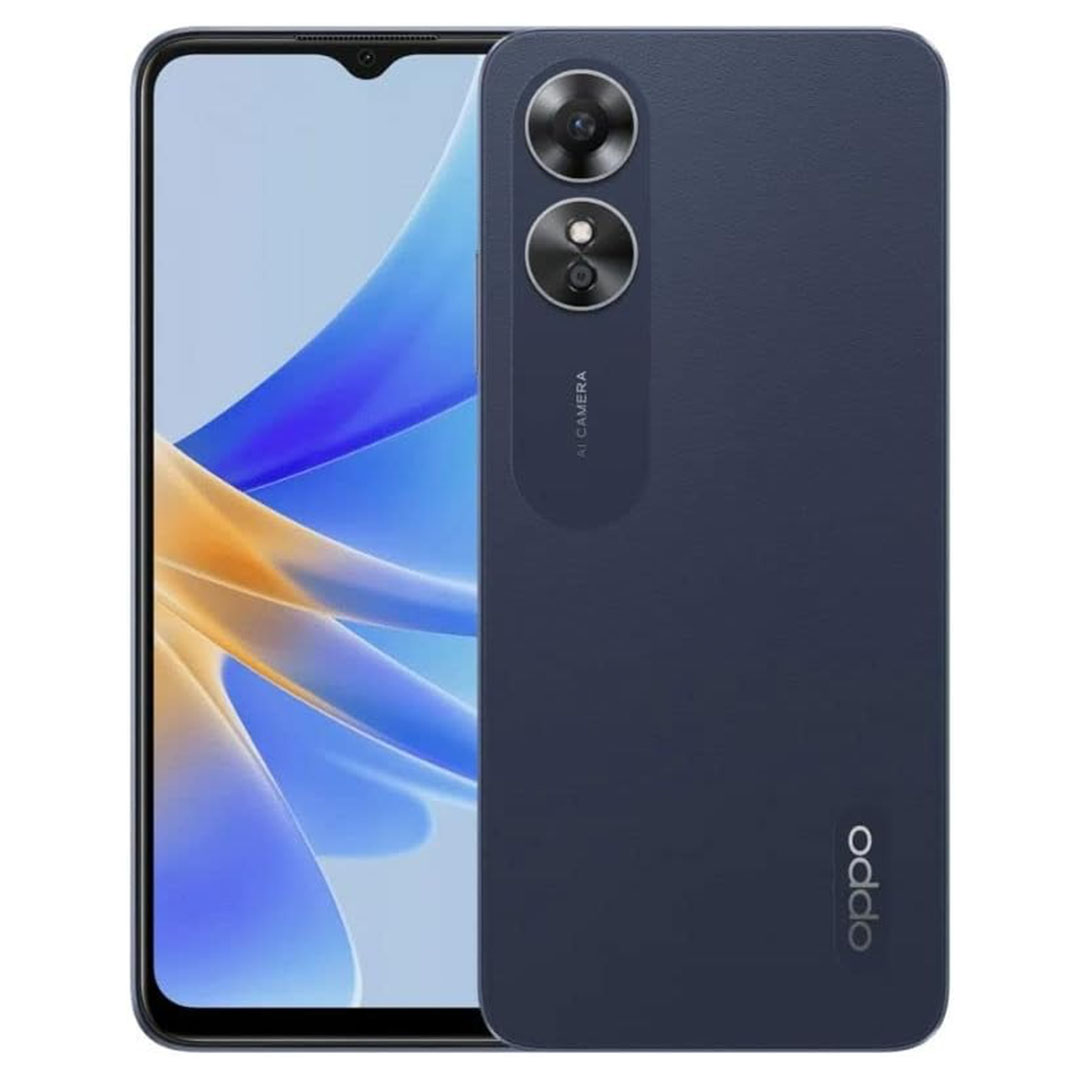 اوبو A17 موبايل - 64/4 جيجا - شريحتين - 4G - أسود