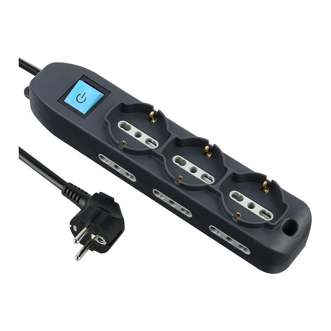 مشترك كهربائي - 9 منافذ - أسود