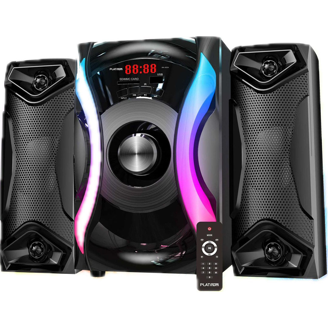 مكبر صوت بلوتوث 2 * 1 - إضاءة LED - 20 وات + 10 وات * 2 - USB - أسود