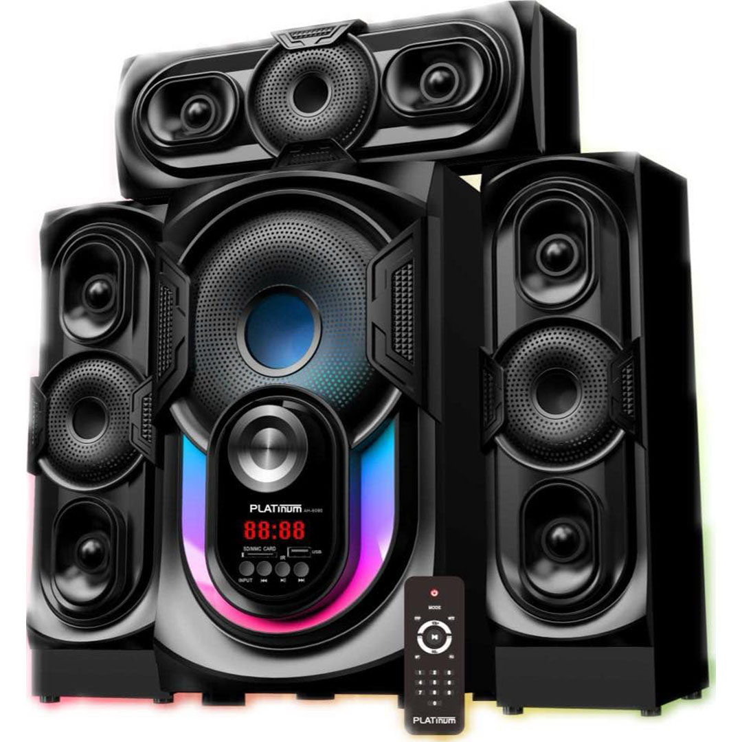 مكبر صوت بلاتينيوم بلوتوث 2 * 1 - إضاءة LED - 40 جهاز تحكم عن بعد - أسود