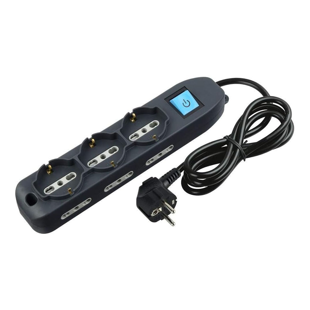 مشترك كهربائي - 9 منافذ - أسود