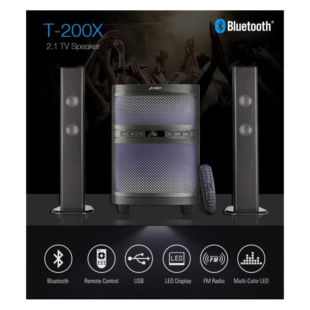 ساوند بار بلوتوث T200X 140 واط مع أضواء LED متعددة الألوان وجهاز تحكم عن بعد