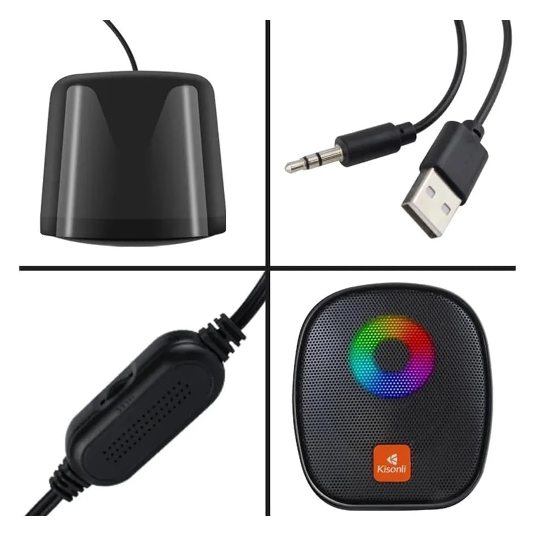 سماعة كيسونلي للكمبيوتر - موديل X11- AUX/USB - RGB - سوداء
