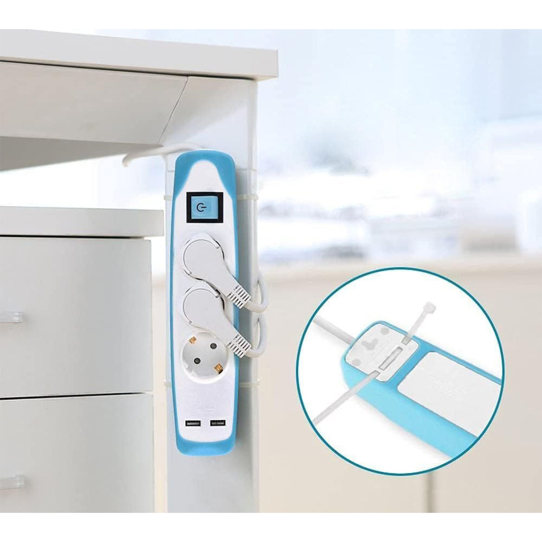 مشترك كهربائي - 3 منفذ - 2 منفذ USB - أبيض