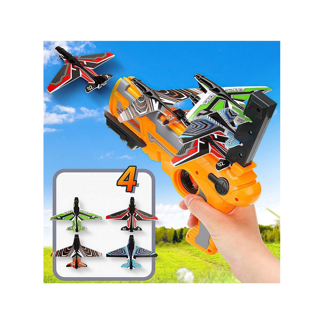 لعبة إطلاق الطائرات للأطفال - 5 قطع - أصفر