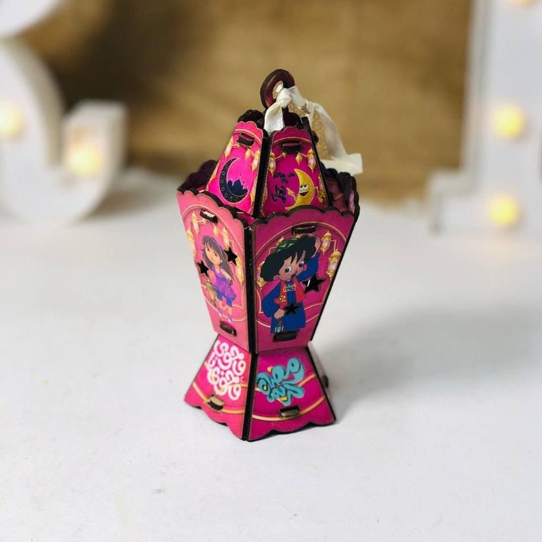 فانوس خشب 14 سم شخصيات رمضان