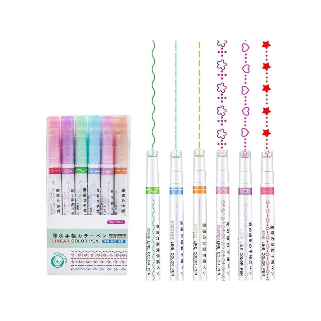 مجموعة أقلام تحديد منحنية - 6 قطع