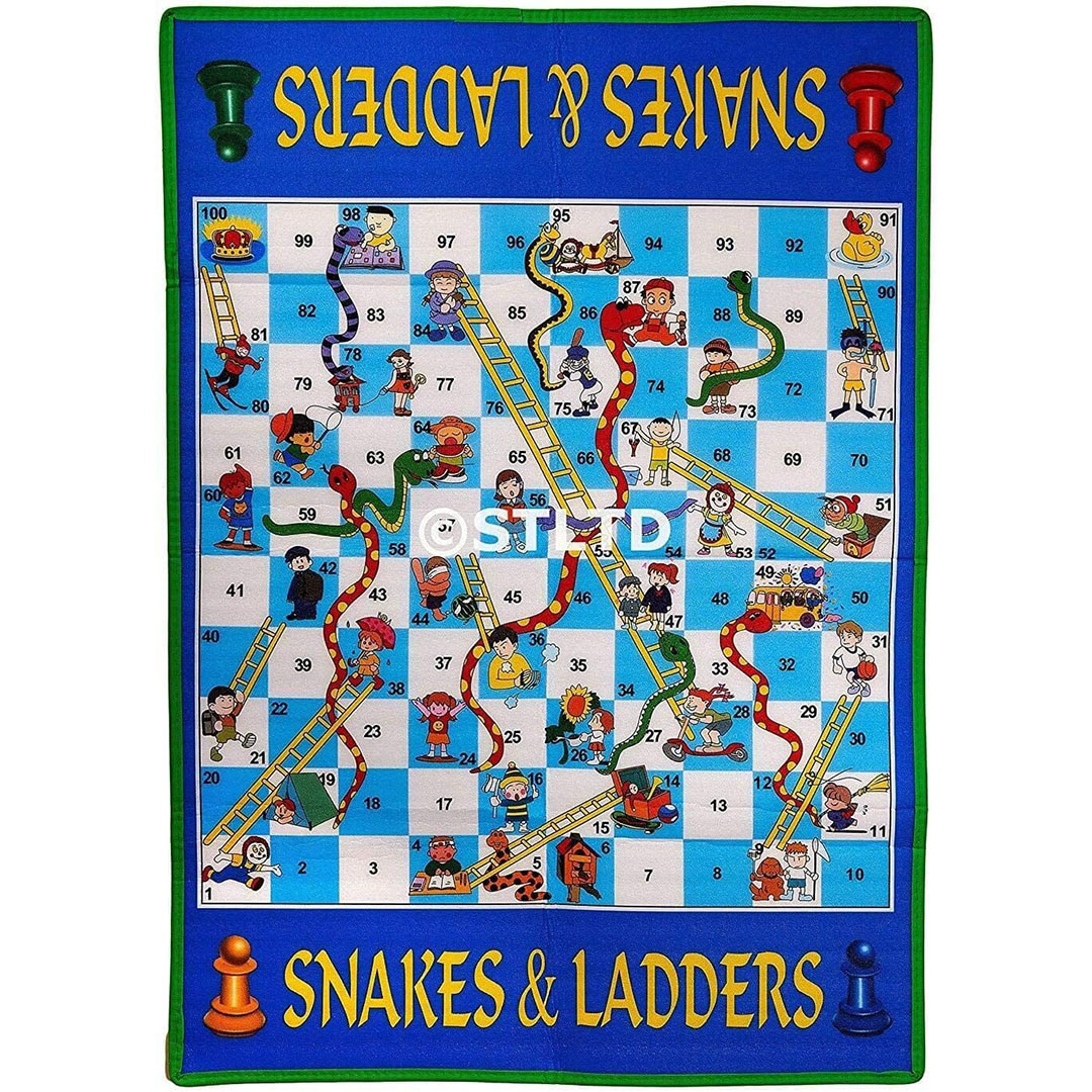 لعبة السلم والتعبان ورقية - أزرق