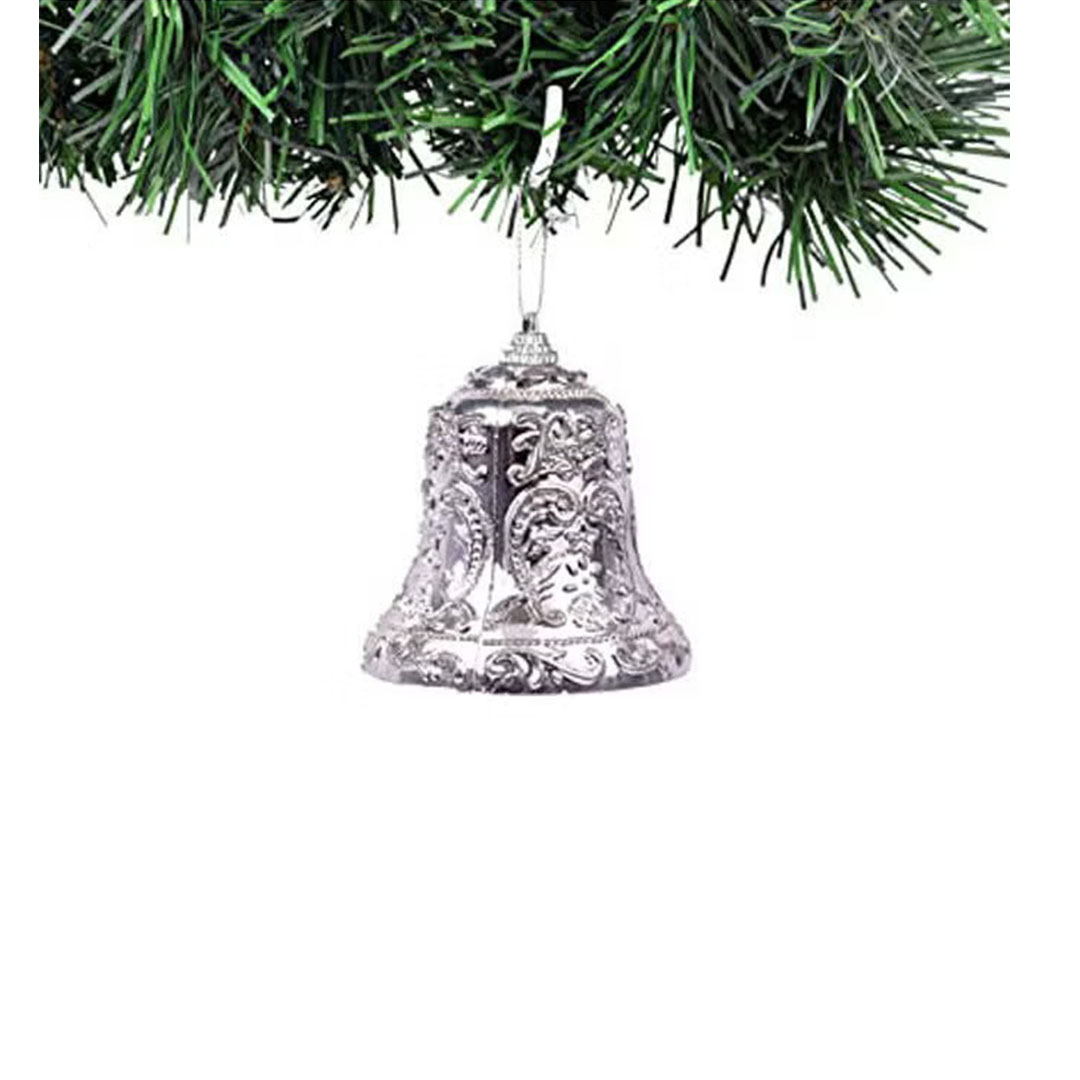 زينة شجر الكريسماس - أجراس فضية - 6 قطع