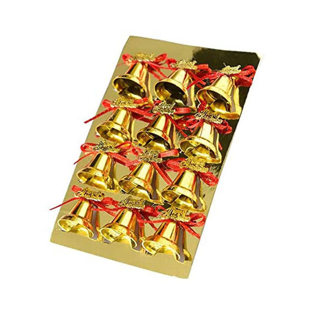 زينة شجر الكريسماس - أجراس ذهبية - 12 قطعة