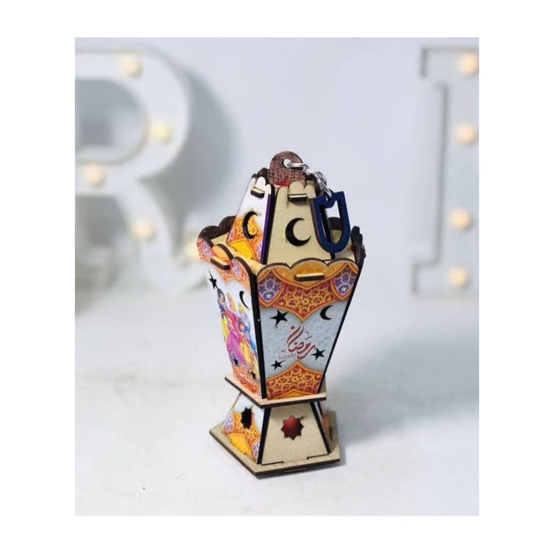 فانوس خشب خماسي - 19 سم