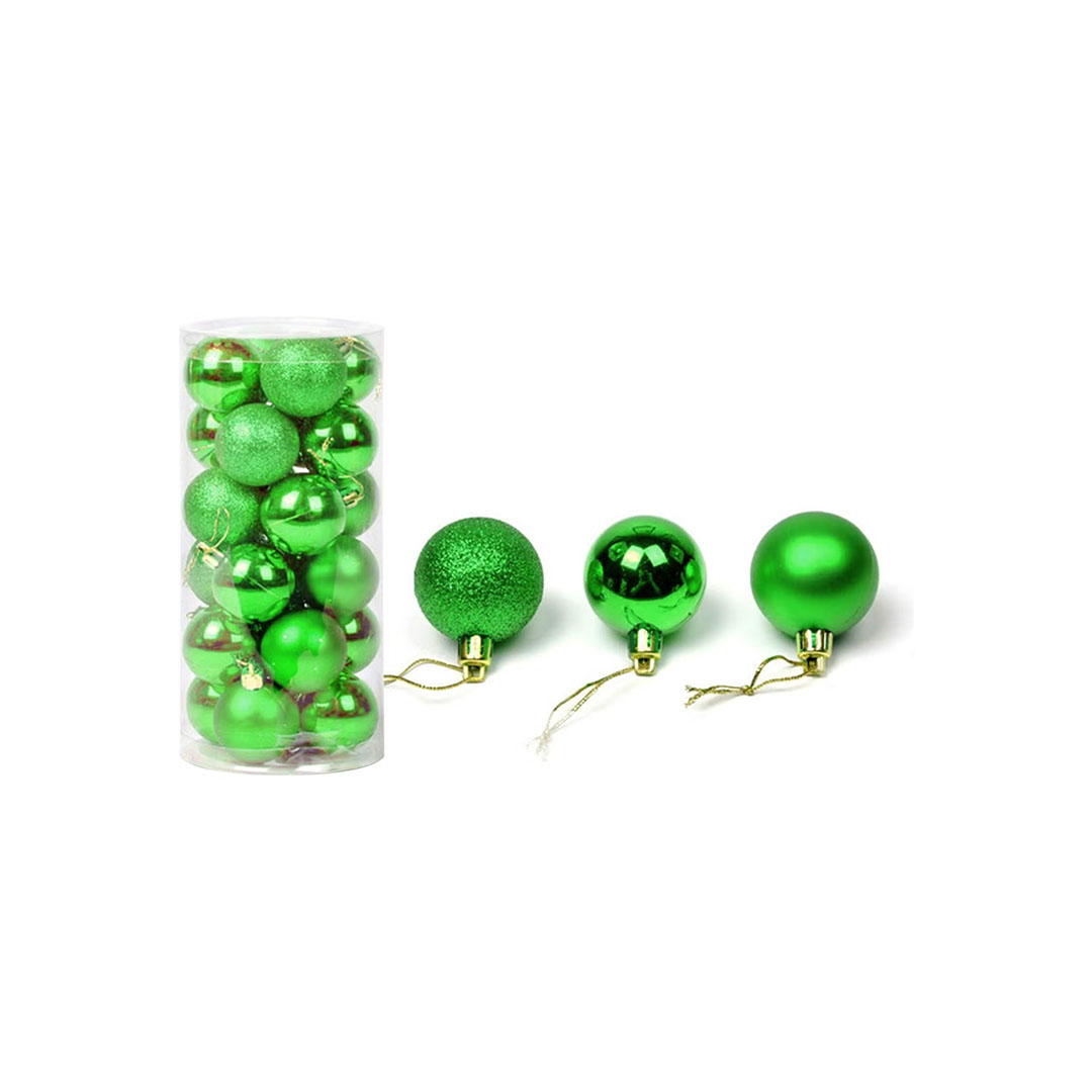 زينة شجر الكريسماس - كور خضراء - 24 قطعة