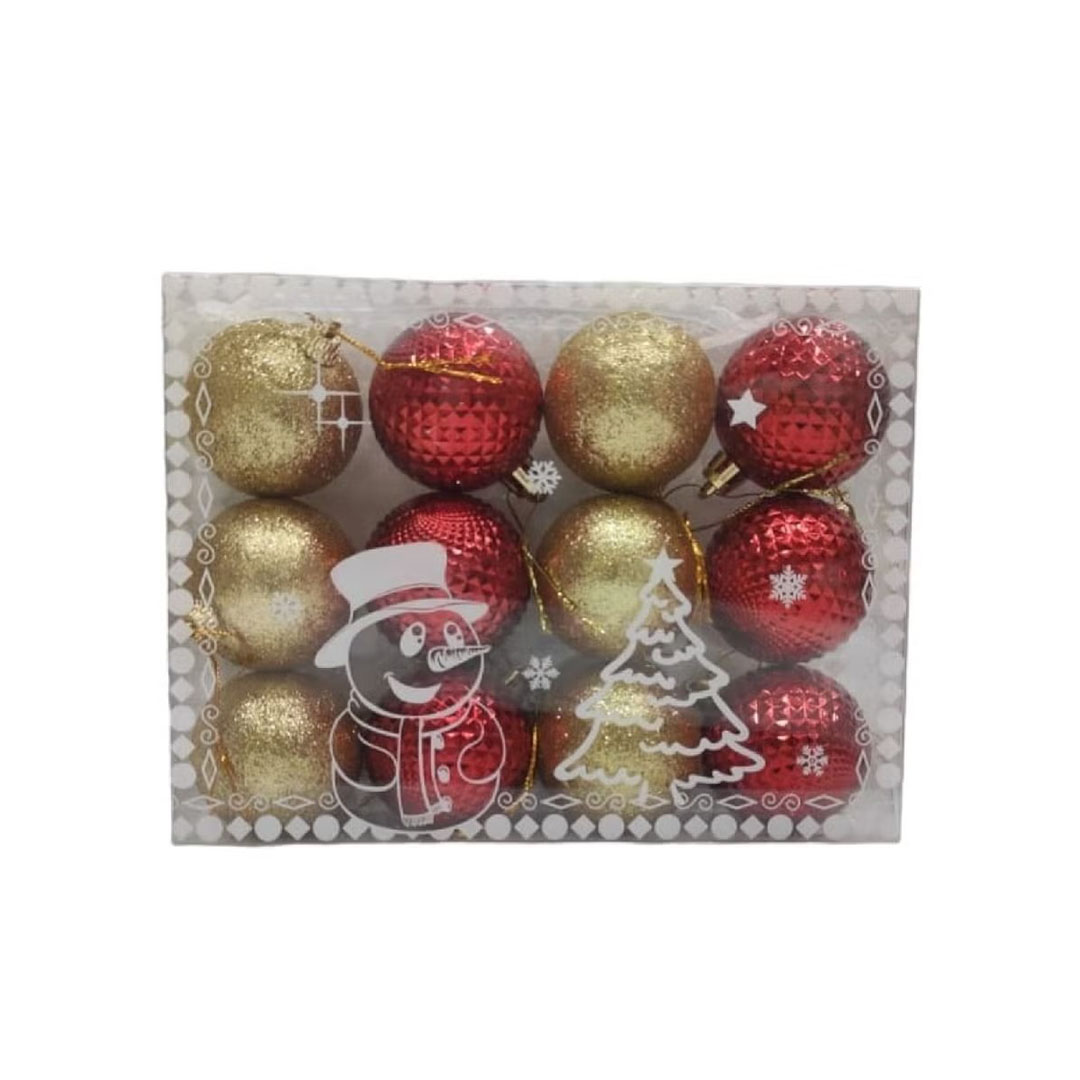 زينة شجر الكريسماس - شكل كور لامعة - 12 قطعة