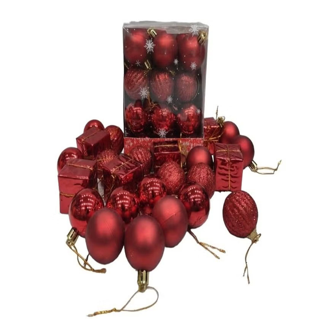 زينة شجر الكريسماس - كور لامعة - 24 قطعة