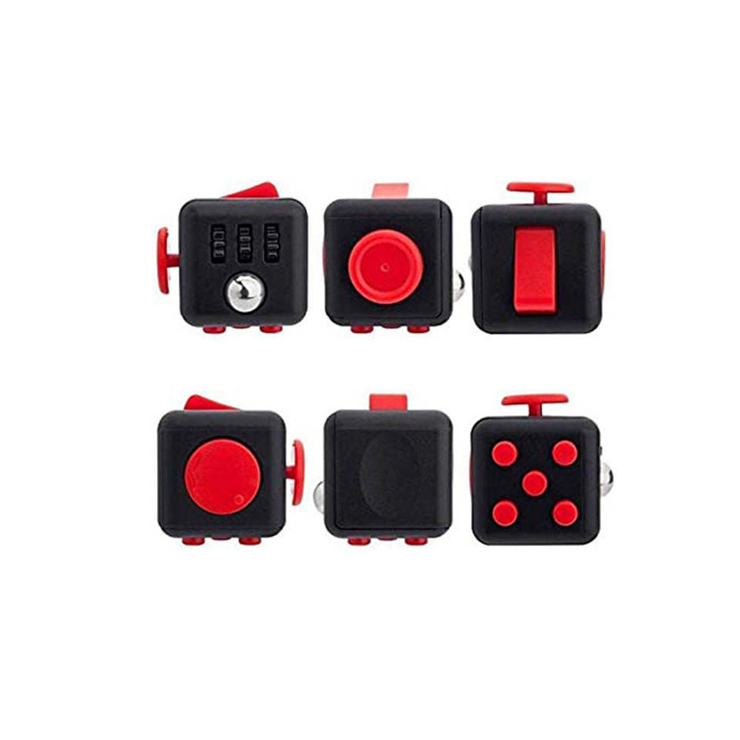 لعبة ألغاز فيدجيت مربعة لتخفيف التوتر - أحمر/أسود