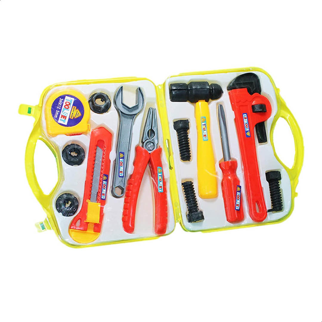 لعبة أدوات نجار - 13 قطعة - أصفر