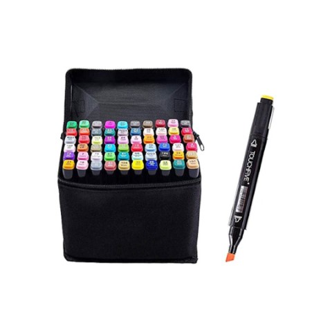 أقلام ماركر برأسين مع حقيبة حمل - 60 قطعة
