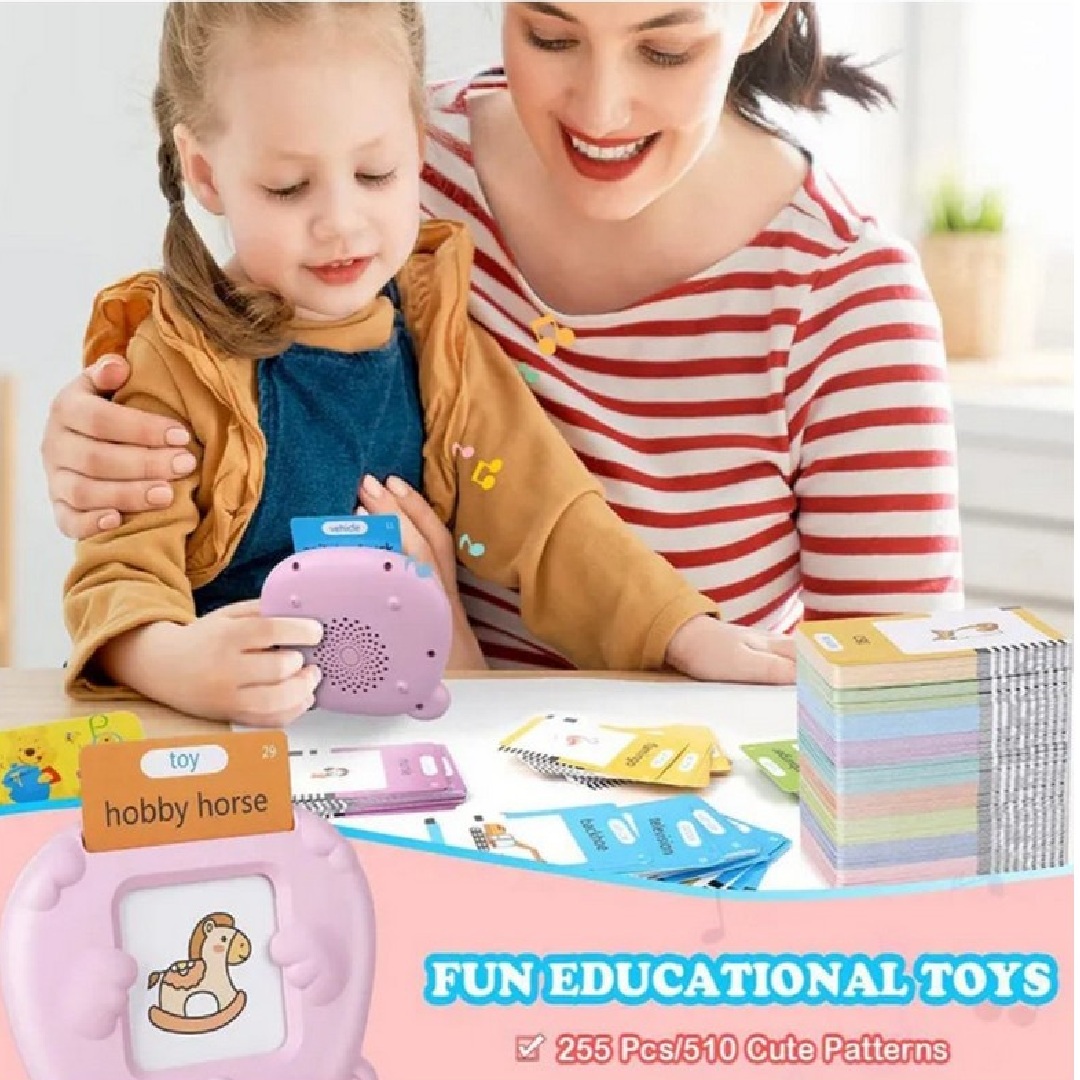 بطاقات فلاش الناطقة باللغة العربي والانجليزية للأطفال - بينك