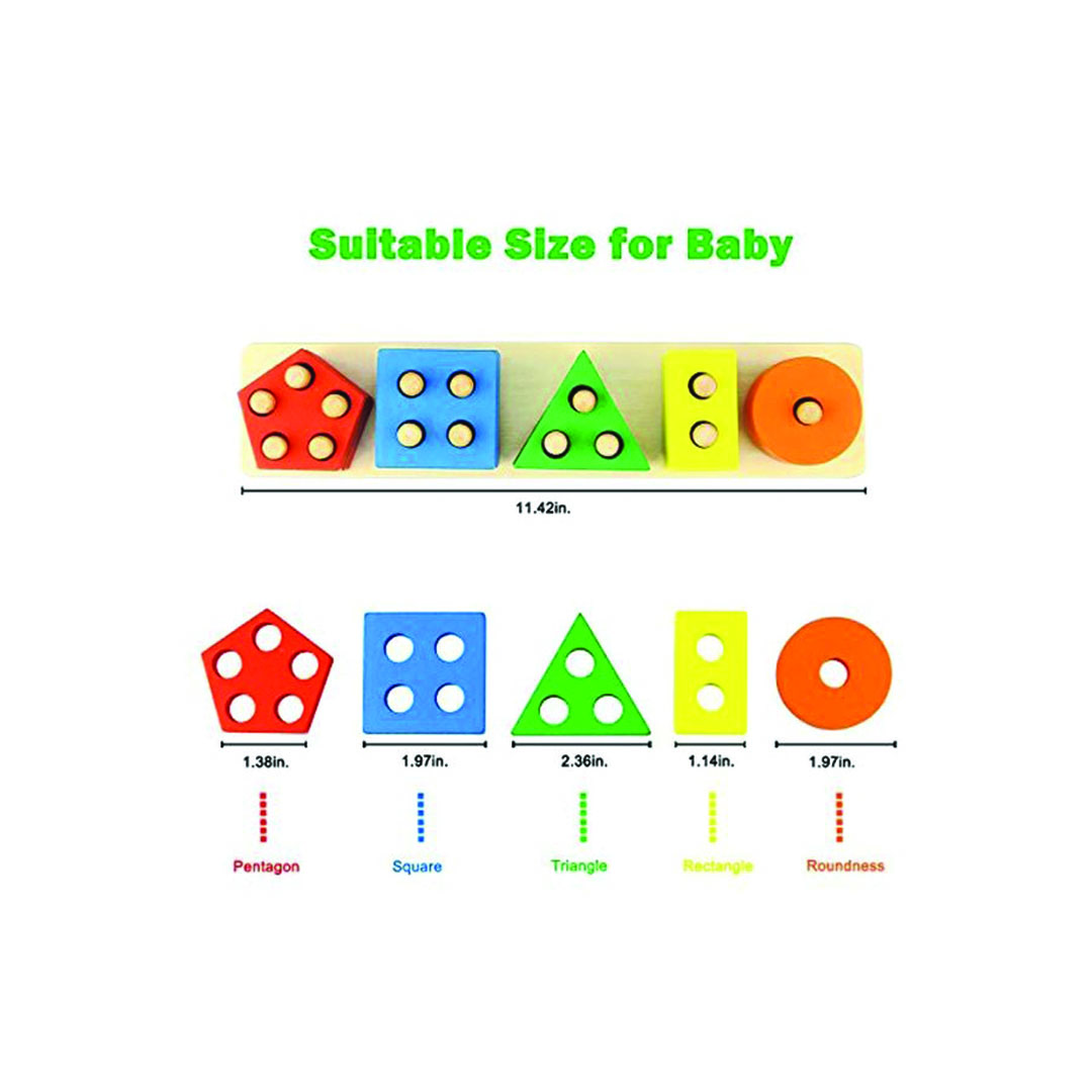 مجموعة تصنيف وترتيب الأشكال الخشبية - 21 قطعة - متعدد الألوان