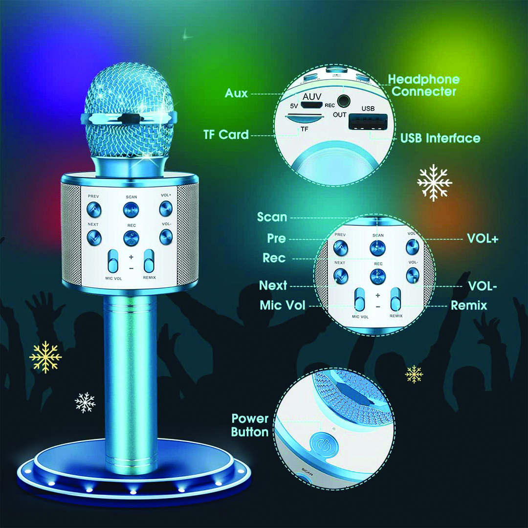 ميكروفون لاسلكي للأطفال بلوتوث - أزرق