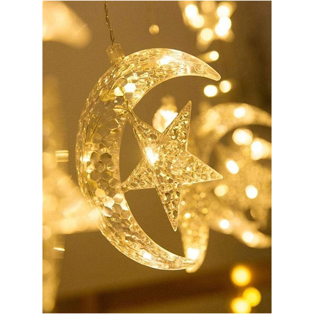 ستارة نور رمضان شكل هلال ونجمة - 2.5 متر