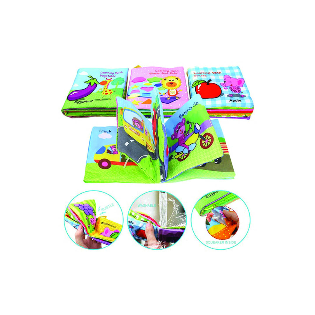 مجموعة كتب تعليمية للأطفال من القماش - 4 قطع