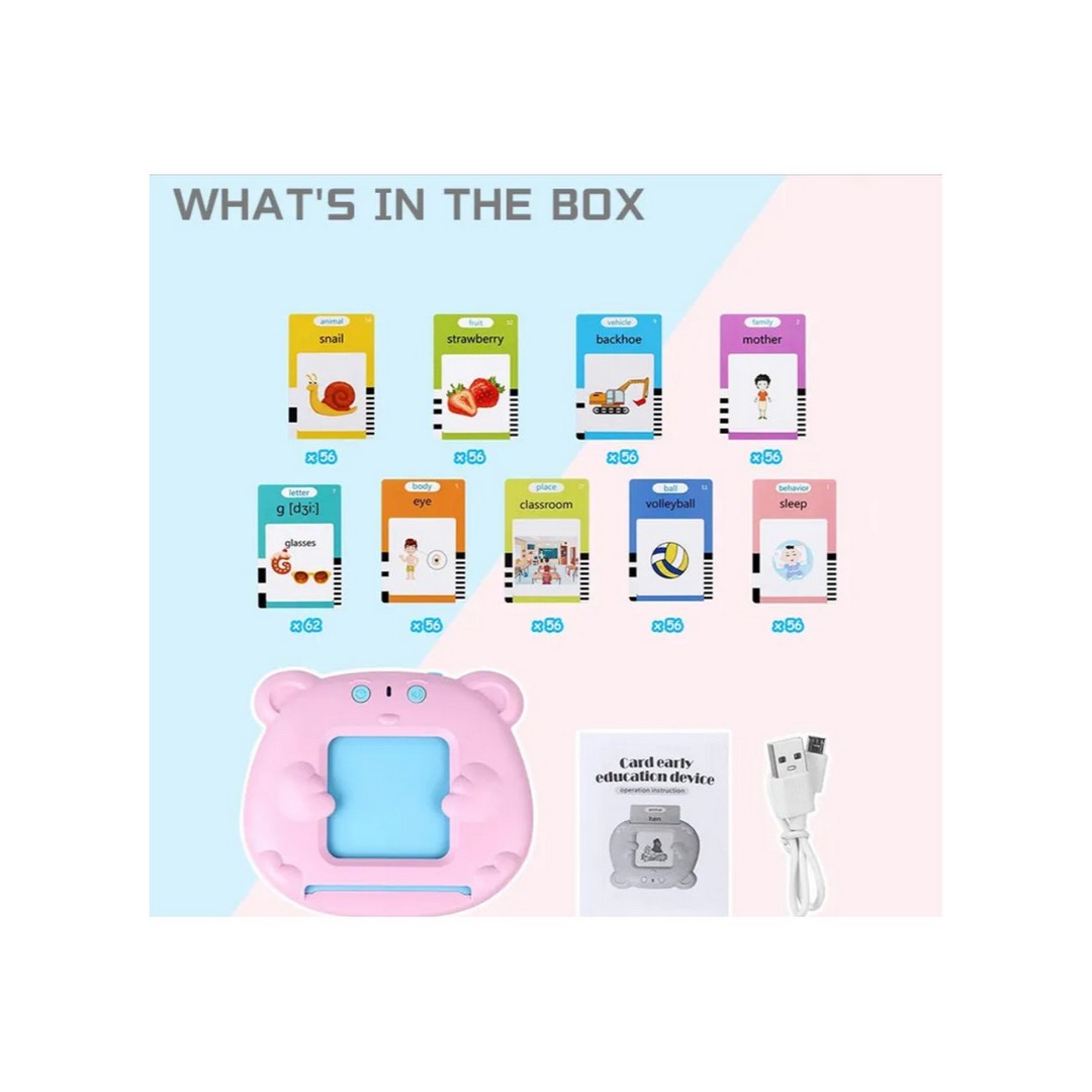 بطاقات فلاش الناطقة باللغة العربي والانجليزية للأطفال - بينك