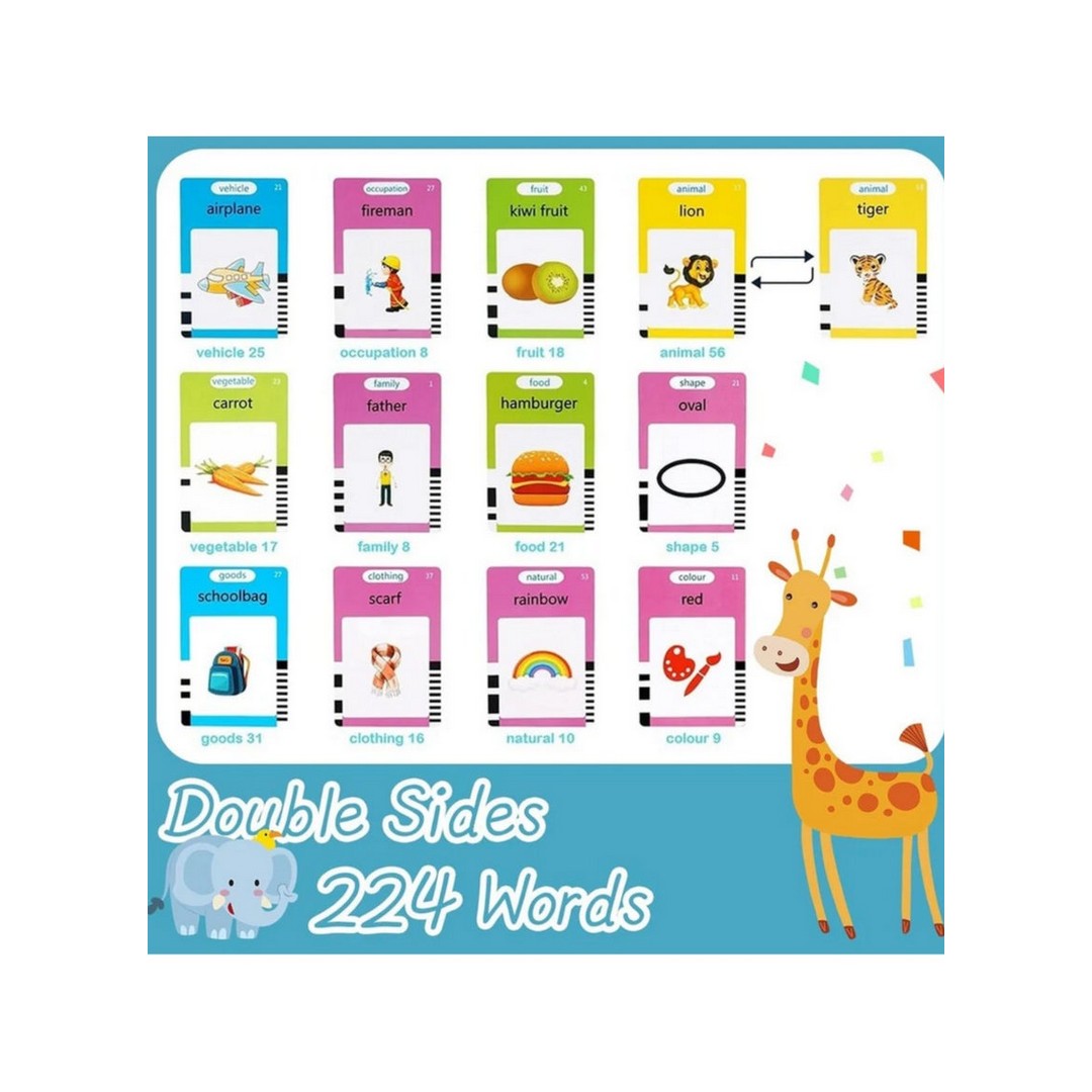 بطاقات فلاش الناطقة باللغة العربي والانجلزية للأطفال - لبني