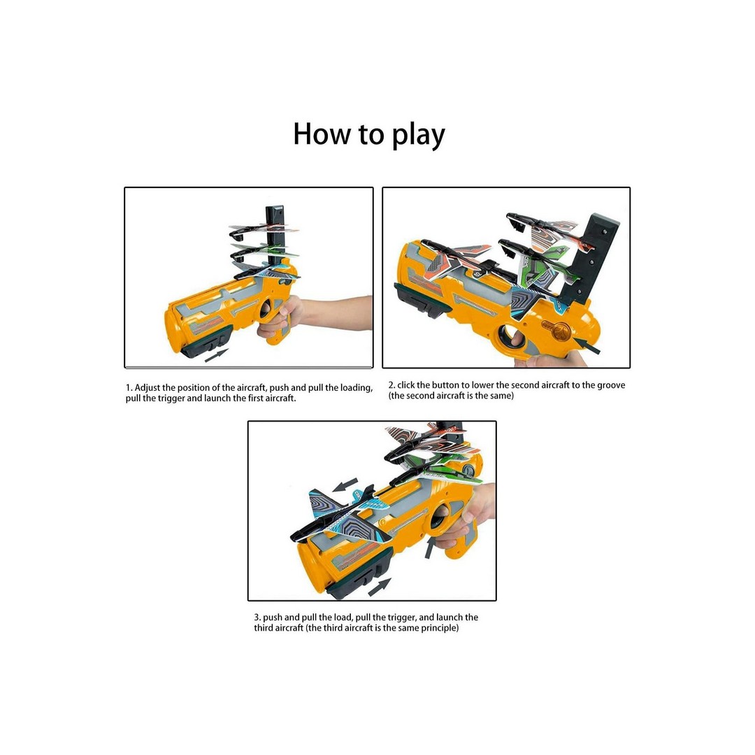 لعبة إطلاق الطائرات للأطفال - 5 قطع - أصفر